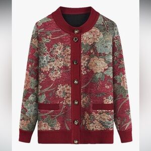 Retro Vibe Rose Floral Sweater Jacket